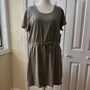 32 Degrees Women's Drawstring T-Shirt Dress in Sage